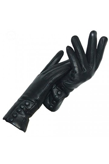 wrtgerht Gant Doux Épaissir Arc Gants en Cuir Hiver Automne Dames Noir Cuir Chaud Gants Color : A, Size : 8 