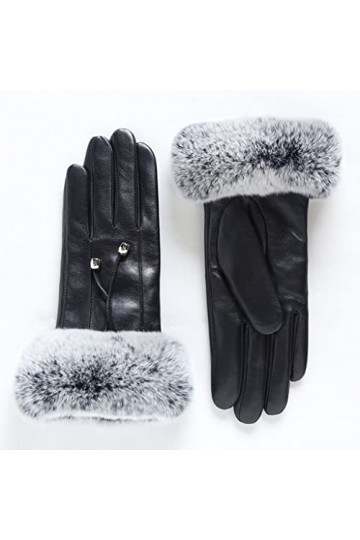 wrtgerht Mitaines en Cuir de Haute qualité for Femmes en Peau de Mouton Douce dhiver Gants Color : A, Size : L Code 