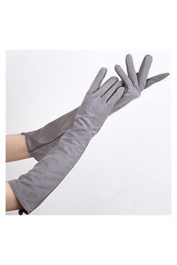 ODEROL Gants en Daim 50% Cuir for Femme, Garder au Chaud Les Longs Gants dhiver for Femme. Color : A, Size : 8 