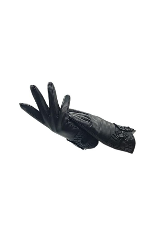 WYYDFDC Gants dhiver for femmes, gants de poignet noirs et chauds, mitaines en cuir courtes doublées super douces Color : A