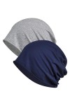 WELROG 2 Pack Bonnet Turban Chimio Femme Coton Stretch Bonnet de Nuit Chapeaux Bandeau Foulard Chimio Mode Musulmanes pour Pe