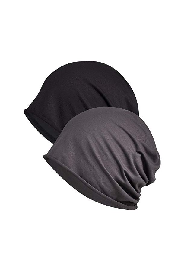 WELROG 2 Pack Bonnet Turban Chimio Femme Coton Stretch Bonnet de Nuit Chapeaux Bandeau Foulard Chimio Mode Musulmanes pour Pe