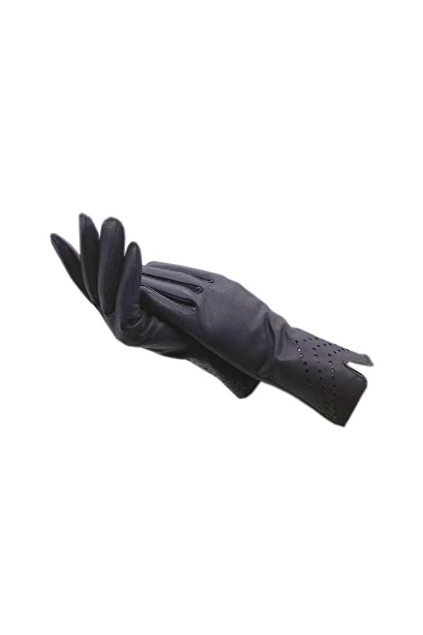 WYYDFDC Gants de poignet for dames conduite en cuir dhiver mitaines longues doublées chaudes et douces Color : A, Size : 6 