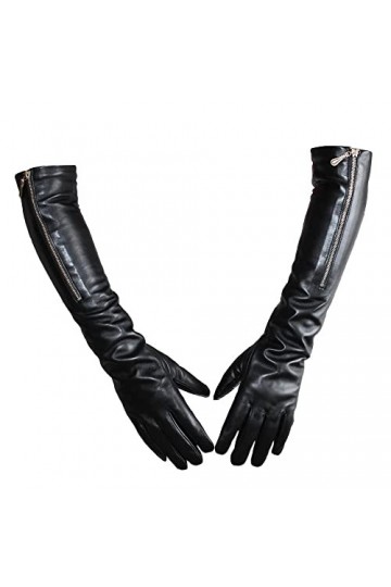 n/a Gants Longs en Cuir à glissière for Femmes Gants Doux Automne et Hiver Chauds Color : D, Size : 7 