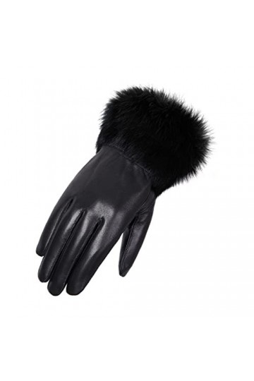 wrtgerht Gants for Femmes Gants en Cuir Gants en Cuir for Femmes Mitaines Hiver Chaud Mitaines Femme Gants Color : Nero, Siz