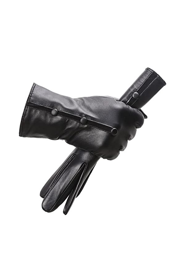 wrtgerht Gants en Cuir Femmes Gants en Peau de Mouton Noir Femmes, épaissir Garder au Chaud Gants dhiver Femmes Gants Color