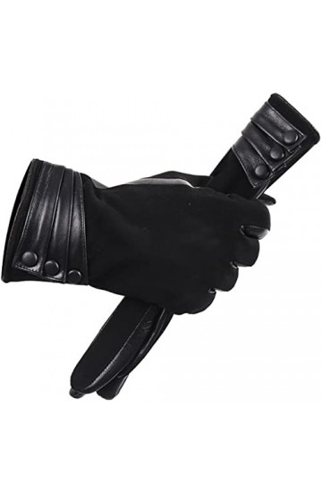 wrtgerht Gants for Femmes, Gants en Cuir Confortables Noirs for Femmes, Gants dhiver Chauds et épais for Femmes Gants Color