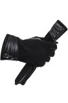 wrtgerht Gants for Femmes, Gants en Cuir Confortables Noirs for Femmes, Gants dhiver Chauds et épais for Femmes Gants Color