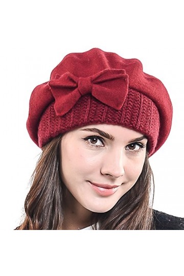 HISSHE Femmes Français Béret Chic Bonnet Hiver Chapeaux, Noir et gris, M