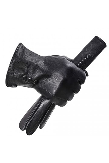 ODEROL Gants dhiver Chauds for Femmes Gants en Cuir for Femmes, Gants for Femmes en Peau de Mouton Drive Color : A, Size : 