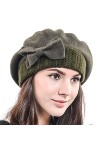 HISSHE Femmes Français Béret Chic Bonnet Hiver Chapeaux, Noir et gris, M
