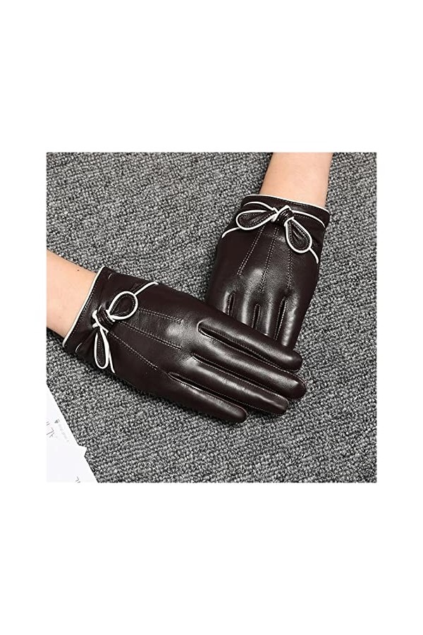 ZHUHW Gants en Cuir Femmes Hiver Chaud écran Tactile doublé Conduite Gants de Moto Color : Argento, Size : L 
