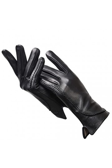 wrtgerht Gants dhiver Chauds Femme Gants Chauds en Cuir véritable Femme Noir Gants Color : A, Size : 7 