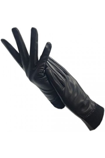 wrtgerht Gants Hiver Femme Gants Cuir Entièrement Doublé Filles Cadeau Noir Chaud Mitaines Cuir Gants Color : A, Size : 7.5 