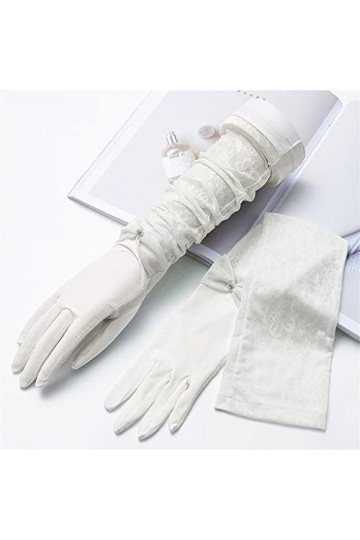 ZYKHD été Glace Soie Gants Femmes Longue Conduite équitation Mince Bras Garde Cinq Doigts Manches Gants Color : D, Size : On
