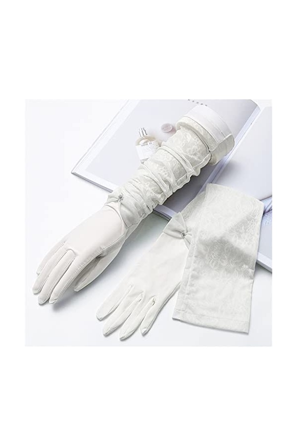 ZYKHD été Glace Soie Gants Femmes Longue Conduite équitation Mince Bras Garde Cinq Doigts Manches Gants Color : D, Size : On