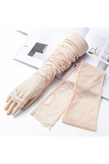 wrtgerht Dames Gants Dentelle Manches Longues Été Extérieur Conduite Bras Mince Glace Manches Dentelle Gants Color : XS, Siz