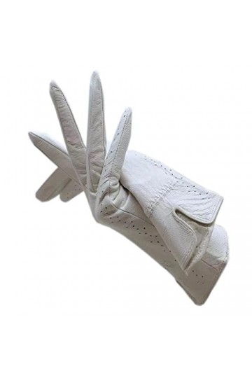 wrtgerht Spring Hole Gants Femme Cuir Blanc Doublure Simple Gants Automne Conduite Gants De Cyclisme Gants Color : A, Size :