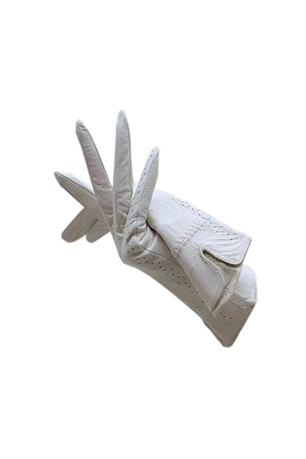 wrtgerht Spring Hole Gants Femme Cuir Blanc Doublure Simple Gants Automne Conduite Gants De Cyclisme Gants Color : A, Size :