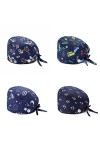 LIAOPUFUS 4 PCS Set Chapeaux de Travail Elastic Réglable Imprimé Coton Bonnet Chapeaux Turban Unisex Cotton avec Bandeau Abso