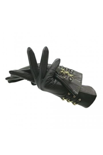 wrtgerht Gants Hiver Dames Gants Cuir Noir Épaissie Poignet Chaud Conduite Équitation Extérieure Gants Color : A, Size : 8.5