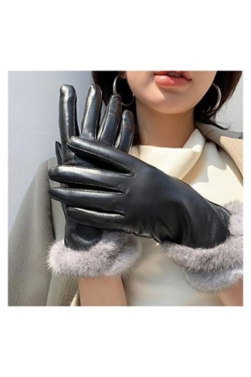 n/a Gants en Cuir Gants Chauffants for Femmes dhiver Chauds for Femmes avec Doigts Color : D, Size : L 