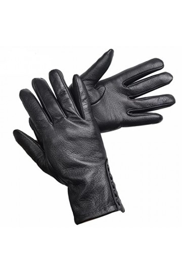 LSDJGDDE Gants for Femmes, Gants en Cuir Chauds for Femmes, Gants en Cuir à Boucle latérale Hiver for Femmes Color : D, Size