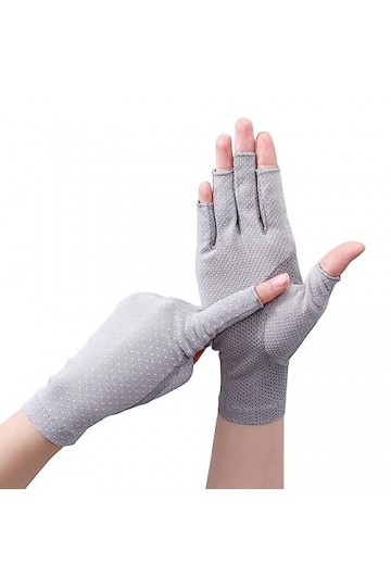 Kasituny 1 paire de gants de cyclisme doux et respirants, demi-doigts, extensibles, protection contre le soleil et les partic