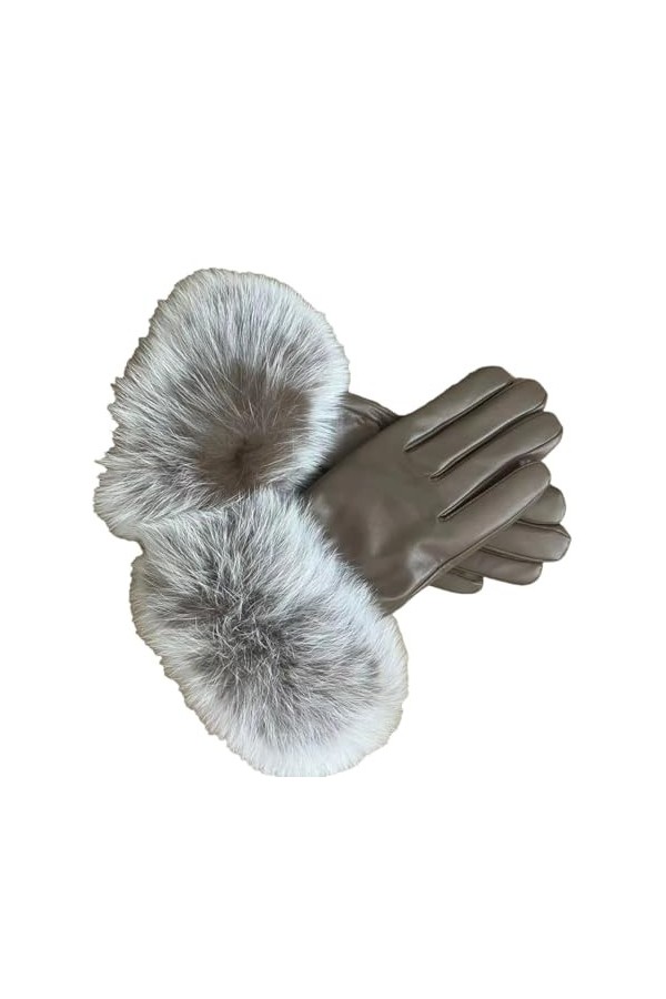 Hgvcfcv Gants dhiver chauds et élégants en cuir pour femme avec écran tactile en option, a, M