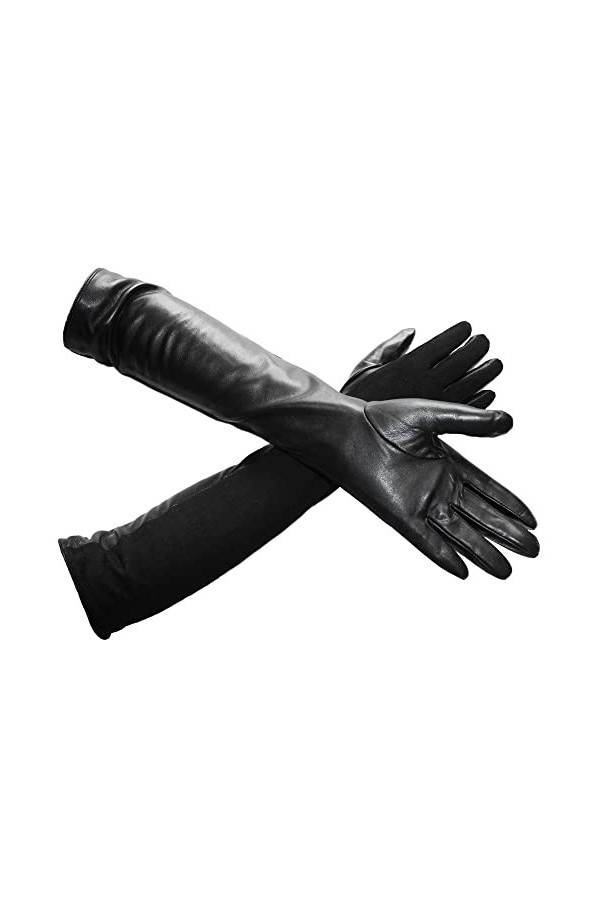 LSDJGDDE Gants en Cuir Longs sur Le coude for Femmes Gants dépissage Gants en Cuir Chauds dhiver Color : D, Size : 6 1/2 