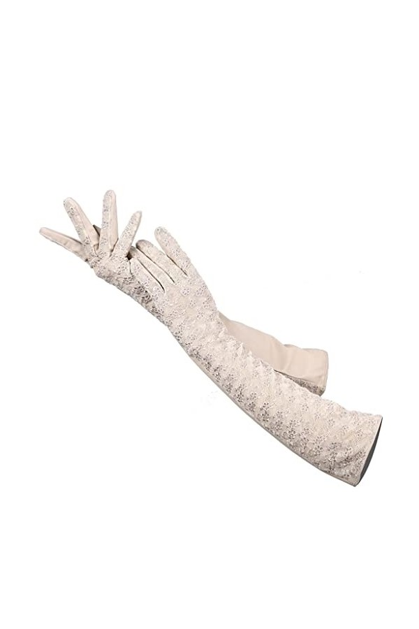 LSDJGDDE Accessoires Gants Longs en Cuir Gants Longs en Dentelle Gants en Cuir for Femmes de fête Quatre Couleurs Color : D,