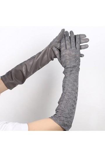LSDJGDDE Accessoires Gants Longs en Cuir Gants Longs en Dentelle Gants en Cuir for Femmes de fête Quatre Couleurs Color : D,