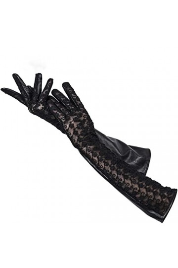 LSDJGDDE Accessoires Gants Longs en Cuir Gants Longs en Dentelle Gants en Cuir for Femmes de fête Quatre Couleurs Color : D,