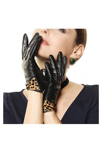 LSDJGDDE Gants en Cuir for Femmes Gants en Cuir Courts et Chauds for lhiver Color : D, Size : L 