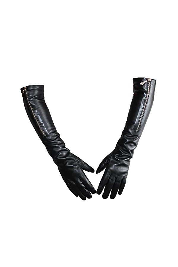 LSDJGDDE Gants Longs en Cuir à glissière for Femmes Gants Doux Automne et Hiver Chauds Color : D, Size : 7 1/2 