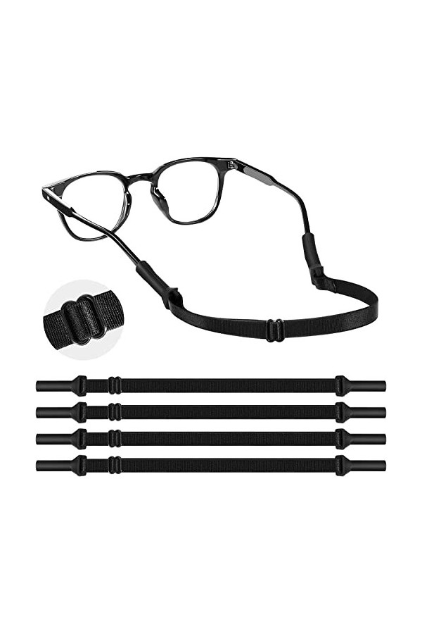 MoKo 4 Pièces Cordons à Lunettes Ajustable, Retenue de Lunettes de Soleil Antidérapant en Nylon Élastique, Titulaire de Lunet