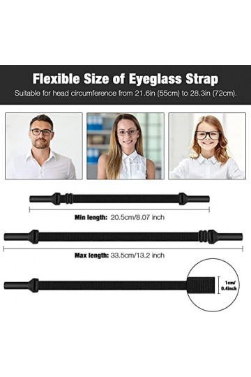 MoKo 4 Pièces Cordons à Lunettes Ajustable, Retenue de Lunettes de Soleil Antidérapant en Nylon Élastique, Titulaire de Lunet