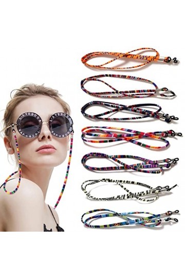 TCASENER 7 Pcs Chaine Lunettes, Cordon Lunettes Femme, Multicolore Universel Lunettes Sangle, Anti-dérapantes de Lunettes pou