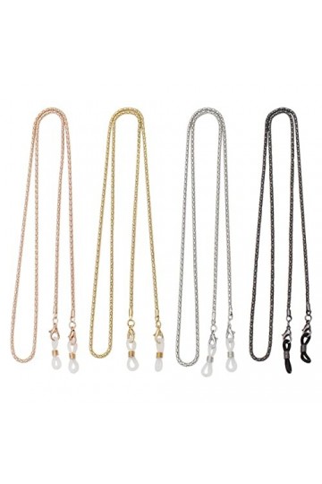 KLOP256 Chaîne de Lunettes, chaîne de Lunettes de Soleil élégantes, chaîne de Lunettes Noire antidérapante en Or Rose argenté