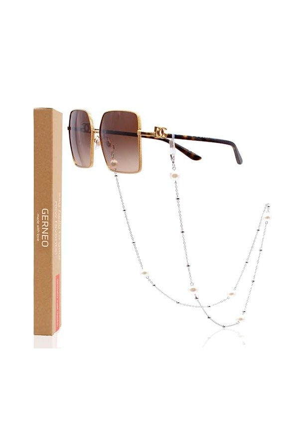 GERNEO® - Prague - Chaîne de lunettes de qualité supérieure et cordon de lunettes en plusieurs couleurs en or 18 carats ou ar