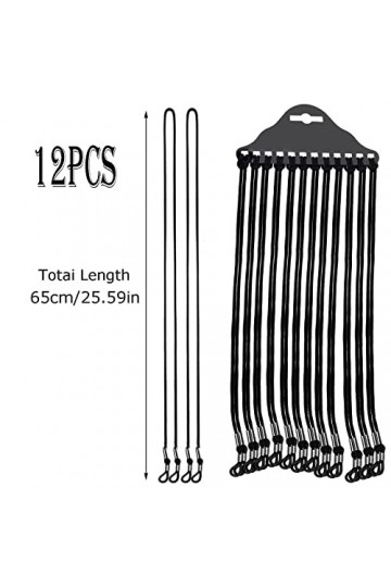 PlandleLee 12 Pièces Cordon Lunettes, Nylon Noir Chaînes à Lunettes Lunettes Chaîne Lanière Réglable Universel Attaches Lunet