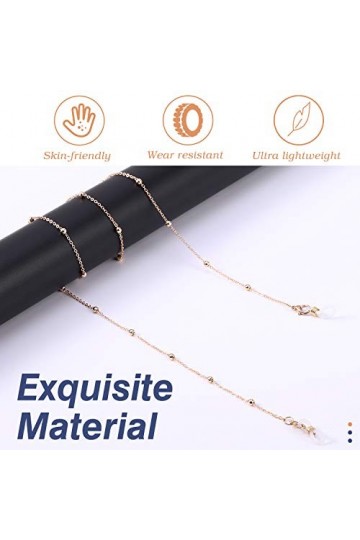 MoKo Chaîne de Lunettes pour Femmes [4 PCS], Cordon à Lunettes de Soleil pour Femmes, Lanière de Masque Cordon de Retenue Lég