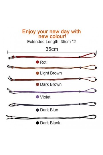 LAOYE 6 Pcs Cordons Lunettes Homme Femme Ficelle Sangle de Lunettes Attache Chaine Réglable Universel