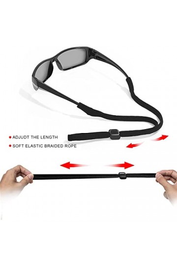 PLABBDPL Ajustable Cordons à Lunettes, 4 Pièces Cordon Lunettes, Nylon Noir Chaînes à Lunettes, Corde de Sport Lunettes de So