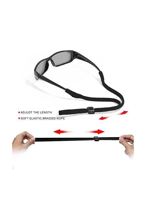 PLABBDPL Ajustable Cordons à Lunettes, 4 Pièces Cordon Lunettes, Nylon Noir Chaînes à Lunettes, Corde de Sport Lunettes de So