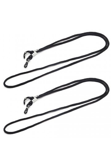 RUNFENG 2 Pièces Cordon Lunettes,de Lunettes Attache Chaine Réglable Universel,Noir Chaînes à Lunettes, Chaîne de Lunettes po