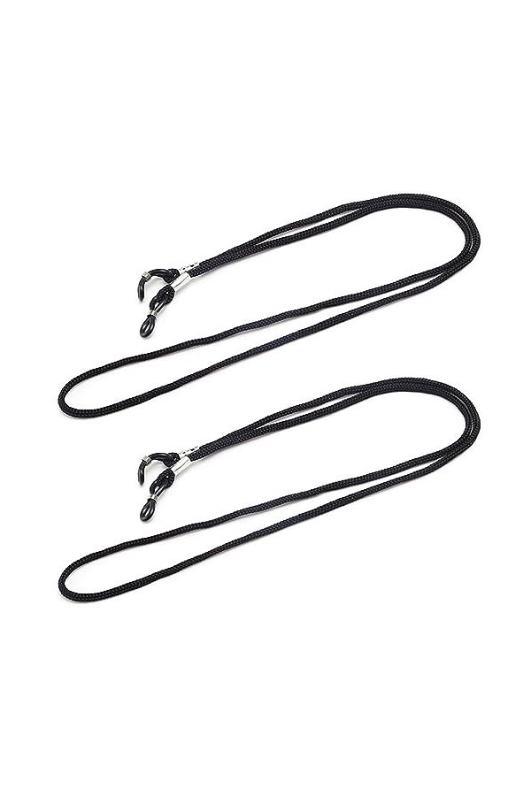 RUNFENG 2 Pièces Cordon Lunettes,de Lunettes Attache Chaine Réglable Universel,Noir Chaînes à Lunettes, Chaîne de Lunettes po