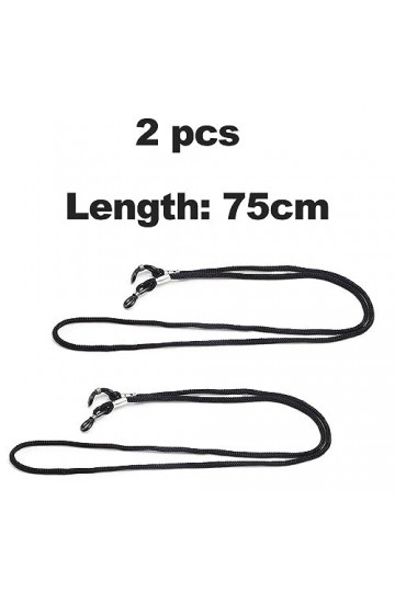 RUNFENG 2 Pièces Cordon Lunettes,de Lunettes Attache Chaine Réglable Universel,Noir Chaînes à Lunettes, Chaîne de Lunettes po