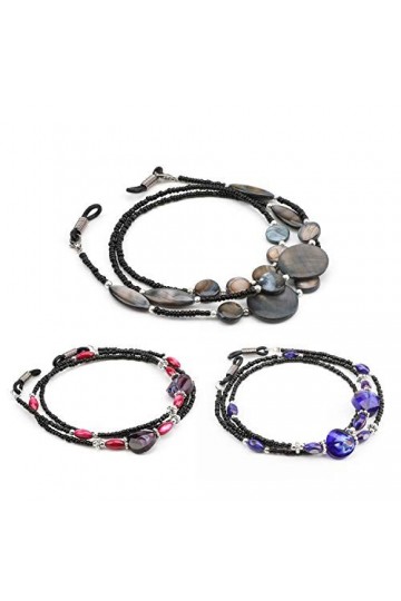 Hifot 3 Pièces Chaîne Lunettes de Soleil Perlée, Réglable Cordon de Retenue de Lunettes Antidérapant Corde à Lunettes de Lect