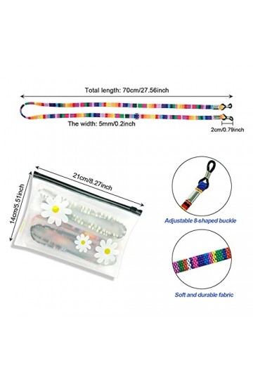 Hanyousheng Cordon Lunettes, Chaine Lunettes Femme, 7 Pcs Universel Lunettes Sangle, Multicolore Chaine Lunettes, Anti-dérapa